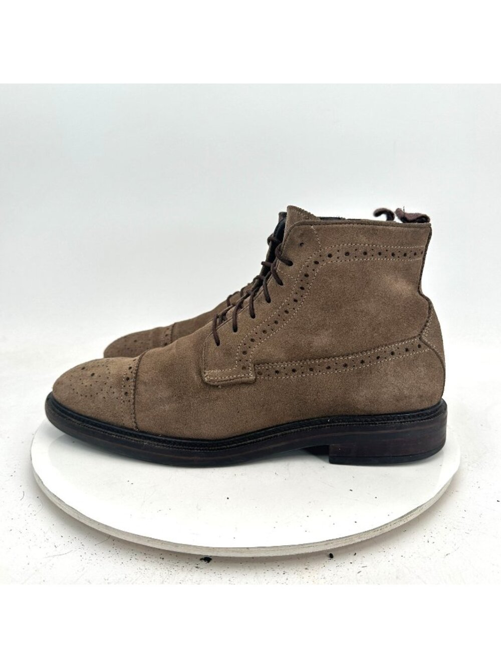 Massimo Dutti Men Size EU 42 US 9 Brown Suede Cap Toe Brogue Ankle Boot